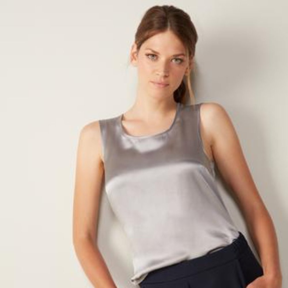 Intimissimi Silk Silver Gray Tank Top Small NWT - Picture 2 of 6